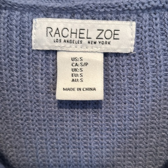 Rachel Zoe V neck pullover Henley sweater in light cornflower blue w/ buttons - Picture 11 of 15